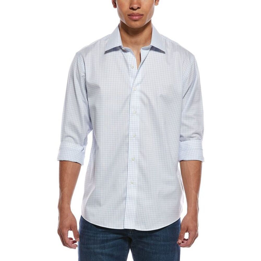 Brooks Brothers Mens  Check Pattern Shirt, White